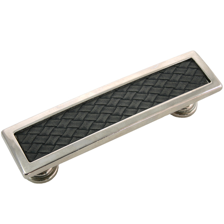 LAUREY 96mm Churchill Rectangular Pull-Polished Nickel/Black Leather Insert 12499